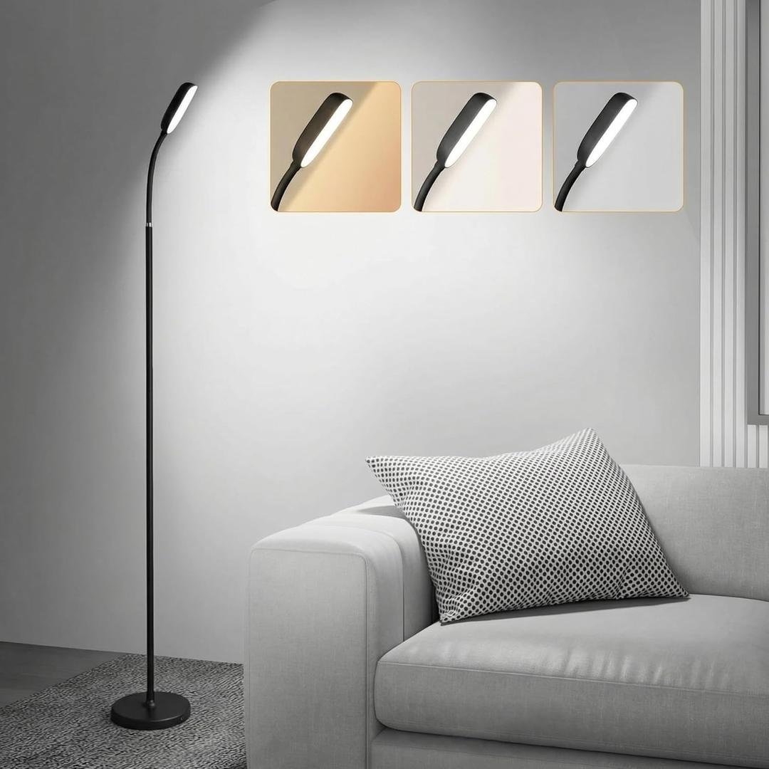 Cordless Floor Lamp, Rechargeable Battery Portable Floor Lamp for Living Room, Battery Operated Lamp, Touch Control for Reading Camping, 3 Color Temperatures Emergency Lighting(Black)