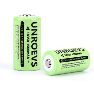 2 Pack 3.7V 18350 Battery Rechargeable 1500 mAh High Capacity Button Top Li-ion INR 18350 Battery for Flashlight,Headlamp. (Button top) 2 Pack 3.7V 18350 Battery Rechargeable 1500 mAh High Capacity Button Top Li-ion INR 18350 Battery for Flashlight,Headlamp. (Button top)