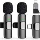 USB C Mini Wireless Lavalier Microphone for iPhone 15 16, iOS and Android Devices - Noise Reduction Lapel Mic for Recording, Clip on Mic, Omni Lav Mic for Video Recording, Tiktok, Youtube, Vlog