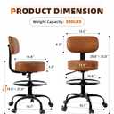 Drafting Chair with Back, Adjustable Foot Rest Rolling Stool(1,Brown)