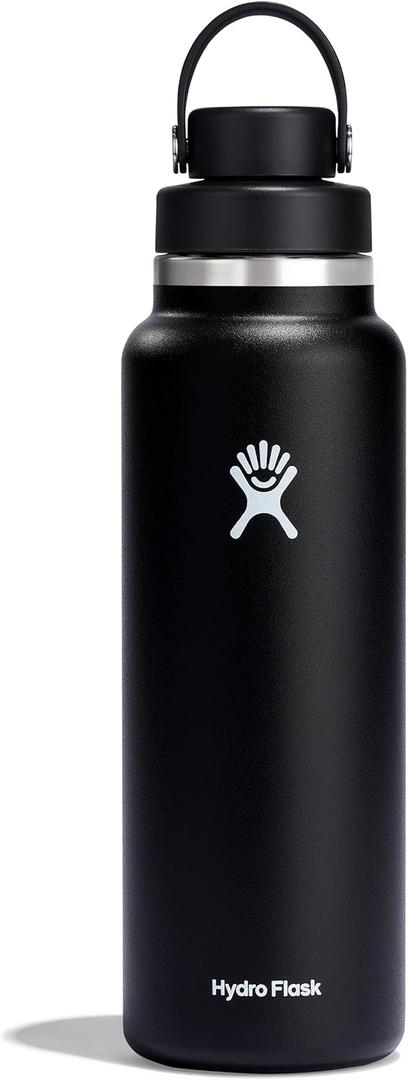 Hydro Flask Water Bottle - Insulated Stainless Steel - Wide Mouth Chug Lid, Non Spill, Leakproof in 40 oz. black00