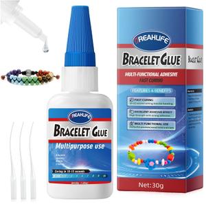 Super Glue for Bracelet, 30g Jewelry Bracelet Glue for Elastic String Knot, Clear Clay Beads Adhesive for Bead Charms, Jewelry Making Supplies Kit for Plastic Stretchy Cord