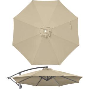 10ft Patio Umbrella Replacement Canopy for 8 ribs, Fits Hanging Offset Cantilever Market Outdoor Patio ShadesCanopy Only (Khaki)