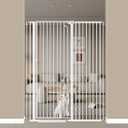 57" Extra Tall Cat Gate, 43.3"-48.0" Wide Pet Gate for Doorway, Pressure Mounted Tall Baby Gate with Door, Walk Through Dog Gate Indoor Stairs, Auto Close Cat Safety Gates, White
