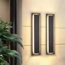 Luces de pared modernas y largas de 24 pulgadas para exteriores, para el hogar, apliques LED de pared para exteriores, juego de dos, luz grande para porche delantero, lmpara de pared (Diseo moderno de sombras negras)