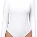 UNTYHOTS Mock Turtle Neck Long Sleeve Bodysuits for Women Shirts Tops (XX-Large, White)