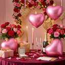 Jetec 4 Pcs 17" Heart Inflatable Ornament with Glitter Cloth Cover, Large PVC Heart Blow up Ornaments Blow Ball for Yard Outdoor Lawn Porch Decor(Pink)