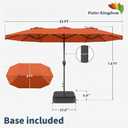 15FT Double Sided Patio Umbrella with Base Included Large Outdoor Market Umbrella with Crank Handle, UV Resistant Canopy, Sturdy Frame for Garden, Poolside, Deck, Terracotta
