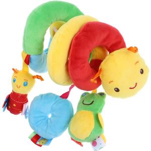 Car Seat Toys, Mobile Bed Surround Rattle Cartoon Insect Baby Stroller Hanging Plush Wrapped Spiral Plush Toys for Crib Stroller Car Seat Bar