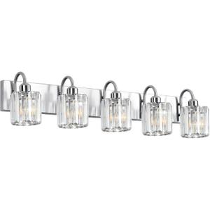 Brushed Nickel 5-Light Bathroom Vanity Light Fixture Over Mirror