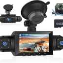 3" 4 Channel Mirror Dash Cam Front and Rear Inside Left Right 1080P Dash Camera with G-Sensor Motion Detection 8 IR Lamps Night Vision Loop Recording Parking Assistance Exposure Compensation