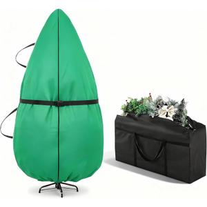 Upright Christmas Tree Bag 7.5 ft /8 ft Christmas Tree Covers for Upright Storage with Zipper & Adjustable Straps with Xmas Ornament Storage Bag Green(large)