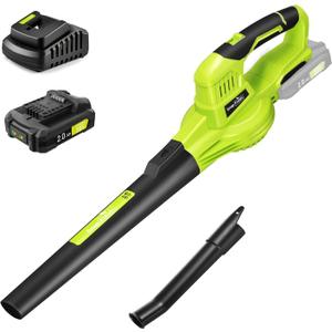 SnapFresh 20V Cordless Electric Leaf Blower - Lightweight with 2.0Ah Battery & Fast Charger, 2 Speed Modes for Lawn, Patio, Yard & Sidewalk Care