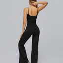 QBGJTD Womens Workout Sets Two Piece Spaghetti Straps Crop Top Matching Straight Leg Pants Gym Work Pilates Outfits (Black, M)