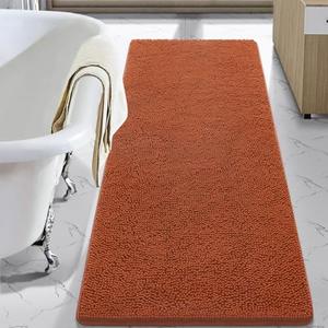 LOCHAS Luxury Bathroom Rug Shaggy Bath Washable Non Slip Bath Rugs for Bathroom Shower, Soft Plush Chenille Absorbent Carpets Mats, Deep Red