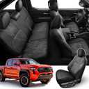 DiffCar Seat Covers for Toyota Tacoma 2026 2025 2024 Double Cab(Gas Only), Full Set Faux Nappa Leather Truck Accessories for Tacoma 4th Gen, Car Seat Protectors Custom Fit for Tacoma Seat, Black Camo