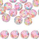 PATIKIL 20mm Resin Rhinestone Beads for Beadable Pen, 20 Pack Ball Disco Sparkly Chunk Round Bubblegum Beads for Beadable Keychain Jewelry Making DIY Craft, Rainbow Color