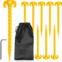Fstop Labs 8 Pack Large 10 inch Outdoor Tent Stakes Heavy Duty Screw Style for Camping, Hiking, Ultimate Ground Stakes Ground Anchors Pegs