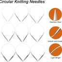 9 Pieces Size Marked US 0-15 Circular Knitting Needles Stainless Steel Knitting Needles Set for Beginner (16 Inch)