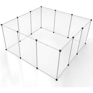 BRIAN & DANY Pet Dog Playpen, Clear Acrylic Puppy Dog Play Pen Indoor, Portable Small Animal Transparent Fence Panels for Rabbit, Kitten, Bunny, Cat, 28 X 20 Inch
