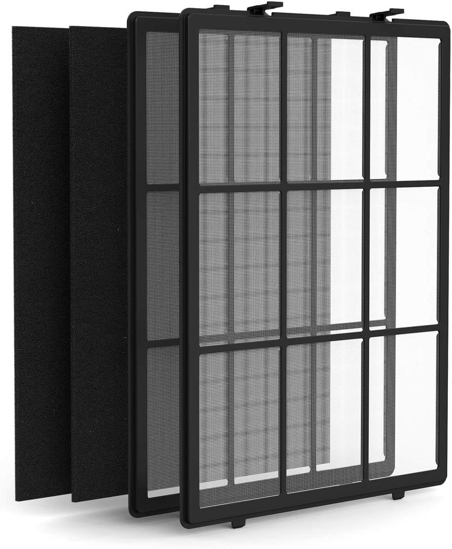 SAKEGDY 115115 HEPA Replacement Filter A Compatible with Winix PlasmaWave C535 5300-2 5000 Air Cleaner Purifier, 2 Washable PreFilter+2 Activated Carbon Filter (115115 2 Fine-Mesh+2 Carbon)