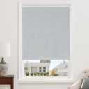 ChrisDowa Cordless 100% Blackout Roller Shade, with Striped Jacquard, Thermal Insulated, UV Protection Fabric, Total Blackout Blinds for Window, French Doors, Home and Office. Light Grey, 36"W x 72"H