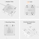 TESSAN Surge Protector Power Strip, 5 Ft Flat Plug Extension Cord with 3 USB (1 USB C) 8 Outlets, 1250W, 900J Protection, 3 Sided Outlet Extender with Power Switch for Office, Dorm Room, Grey
