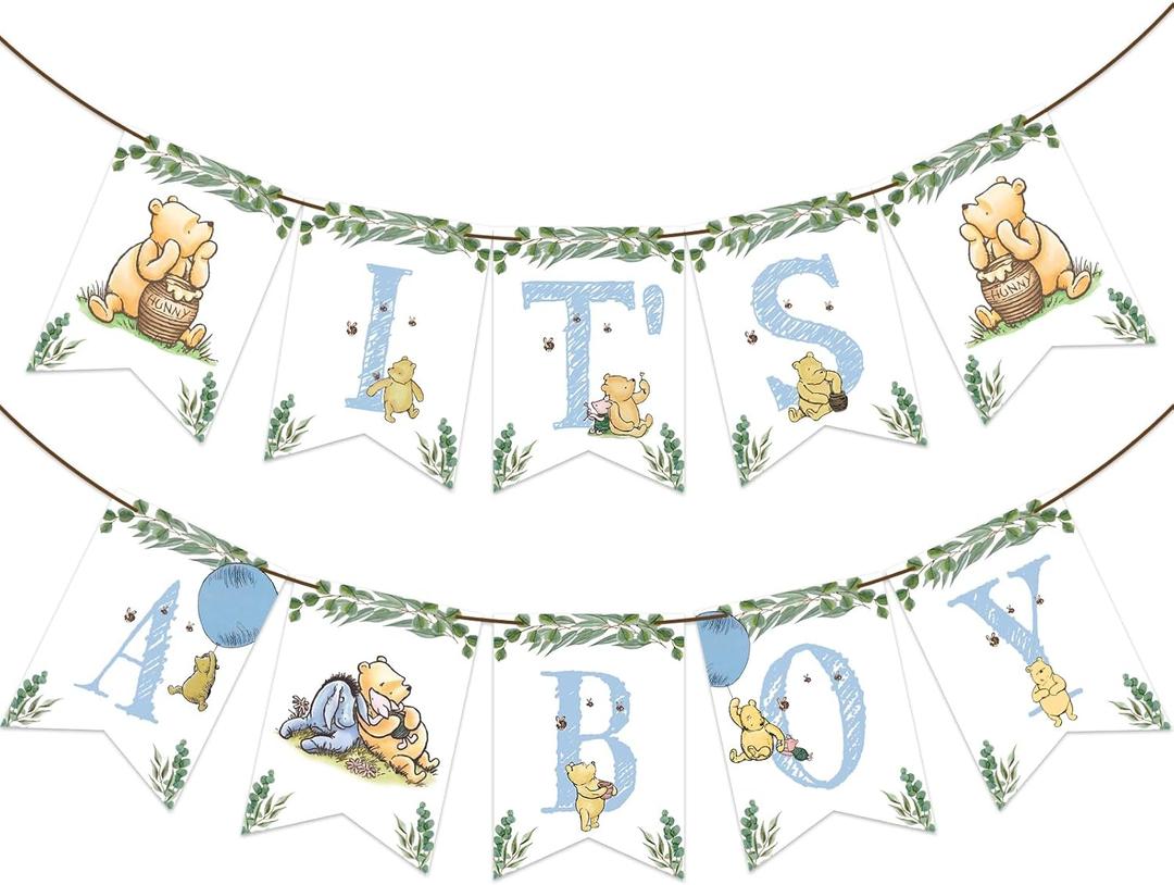Winnie IT'S A Boy Banner for Baby Shower Decorations Boys Baby Shower Banner for Boys Party Birthday Decorations