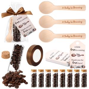 Gandeer 10 Set Coffee Baby Shower Favors Gifts for Guest Spoon Glass Jar