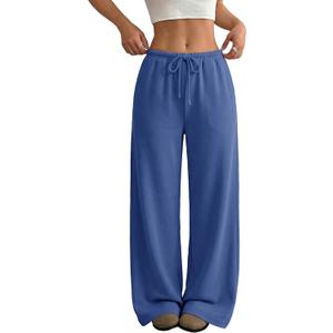 JEKAOYI Wide Leg Sweatpants for Women High Waisted Baggy Sweat Track Pants Drawstring Casual Lounge Pants with Pockets (Small, Navy Blue)