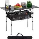 VEVOR Folding Camping Table, Portable Roll Up Side Tables, Lightweight Aluminum Beach Table for Outdoor BBQ Tailgating Picnic, Travel (47 inch-Black)