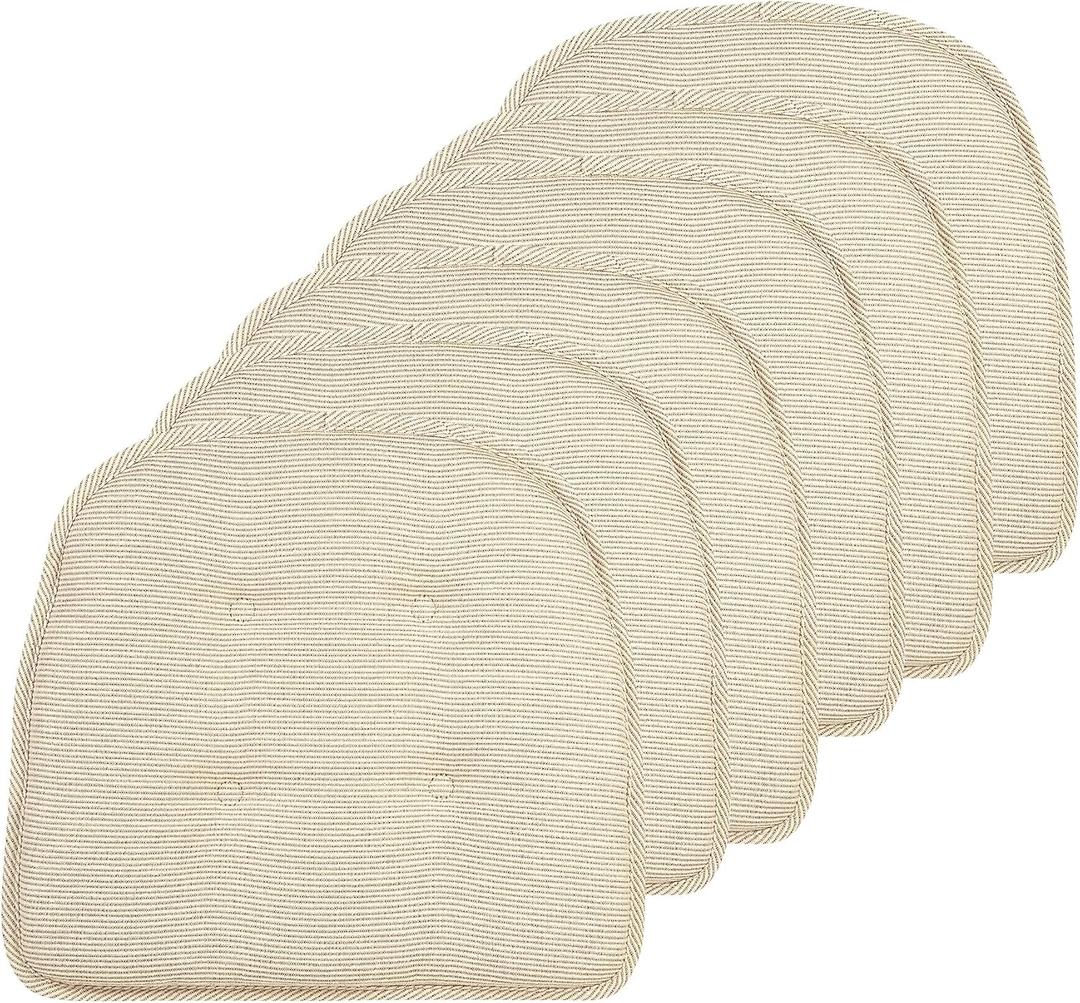 Non-Slip Chair Cushions, Assembled in USA, U-Shaped Skid-Proof Seat Pads for Dining Room, Kitchen, Office, 15"x16", 6 Pack