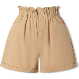 SANGTREE Girl's Casual Ruffled Paperbag Waist Shorts, 3 Years - Women 3XL (6-7 Years)