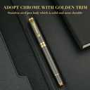 BEILUNER Ballpoint Pens, Stunning Grey Chrome Metal Pen with Golden Trim, Fancy Ball Pen Gift Set for Men & Women, Professional, Executive, Office,Journal Pens-Gift Box with 0.5mm Black Extra Refill