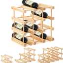 Juexica 2 Pcs 12 Bottles Wooden Wine Rack Stackable Modular Storage Racks DIY Assembly Wine Bottle Holder for Inside Cabinet Countertop Cellar Racks(1 Pack) (Natural Color)
