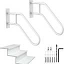 U-Shaped Outdoor Handrail, 2 Pack White Hand Railing 22.8 Inch