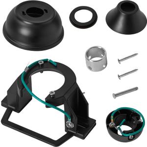 5-Piece Sloped Ceiling Fan Mount Bracket Kit  Universal Black Ceiling Fan Adapter for Most Fans, Includes Mounting Bracket, Hanger Ball, Canopy, Screw Cover & Hardware