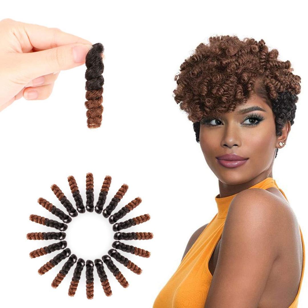MIMAN 5 Packs 10 Inch Short Crochet Hair Braiding 8MM Curly Crochet Braids Synthetic Hair Extensions for Women DIY Mohawk Afro Braided Hairstyle (Black to Brown #1B/30)