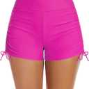 Women's Swim Shorts High Waisted Bathing Suit Bottoms Swimsuit Boy Shorts Swimwear Bikini Board Shorts (X-Large, Hot Pink)