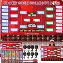 2 x 2 PCS World Cup Schedule Poster Soccer Party DecorationsSoccer Party Decorations Knockout Stage Bracket Wallchart & Group Stage Wallchart Showcase Waterproof Backdrop Banner Sports Event Merchandise Football Fans Gifts with Hook 33x24"