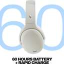 Skullcandy Crusher ANC 2 Wireless Over-Ear Bluetooth Headphones with Extra USB-C Charging Cable, Multi-Sensory Bass, Active Noise Cancelling, 60 Hours Battery, Microphone iPhone Android - Bone