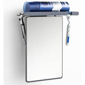 TAILI Shower Mirror Fogless for Shaving with Razor Holder, Anti-Fog with Powerful Suction for Bathroom, Makeup Shave Mirror Wall Mounted for Men & Women, Shatterproof & Removable, Grey
