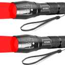 Military Red Light Flashlight Single Mode Zoomable Red Torch Light Red Flashlight for Hunting Astronomy Night Observation, 2 Pack