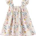 Baby Girls Cotton Sleeveless Swiss Dot Dress Ruffle Sleeve Party Sundress (White)