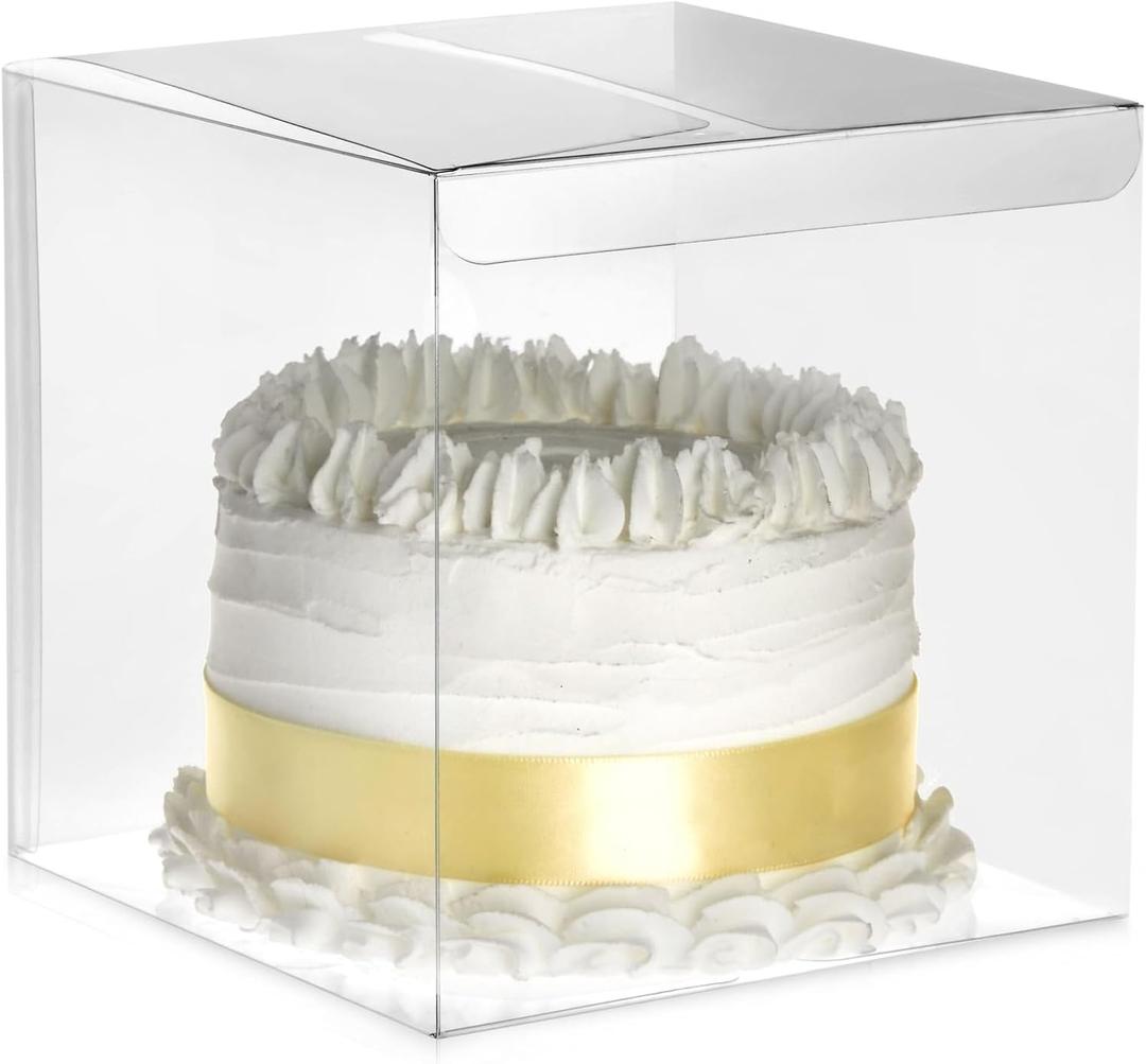 Juvale 30-Pack Clear Gift Boxes - 6x6x6 In Square Plastic Transparent Boxes for Cakes, Wedding, Baby Shower, Birthday Party