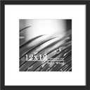 Eletecpro 12x12 Solid Wood Picture Frame with Real Glass Cover, Wooden Square Photo Frame Display Picture 8x8 with Mat or 12x12 without Mat for Gallery Wall and Tabletop, Black Art Decor for Home Black