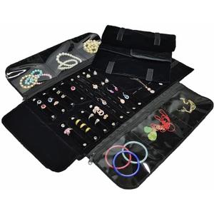 Velvet Travel Jewelry Case Roll Bag Organizer for Necklace Bracelet Earrings Ring