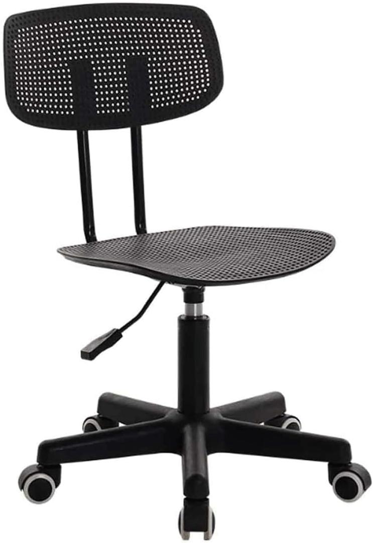 Armless Office Chair Plastic Swivel Executive Chair Adjustable Desk Chair W/Back Support and Hole Cushion Computer Chair (Black)