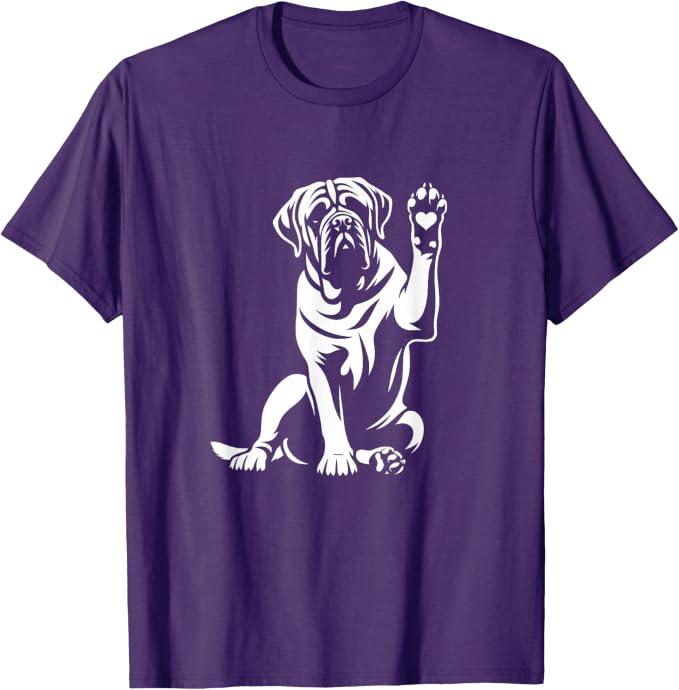 English Mastiff Love Dog Paw Heart Graphic Design T-Shirt Medium
