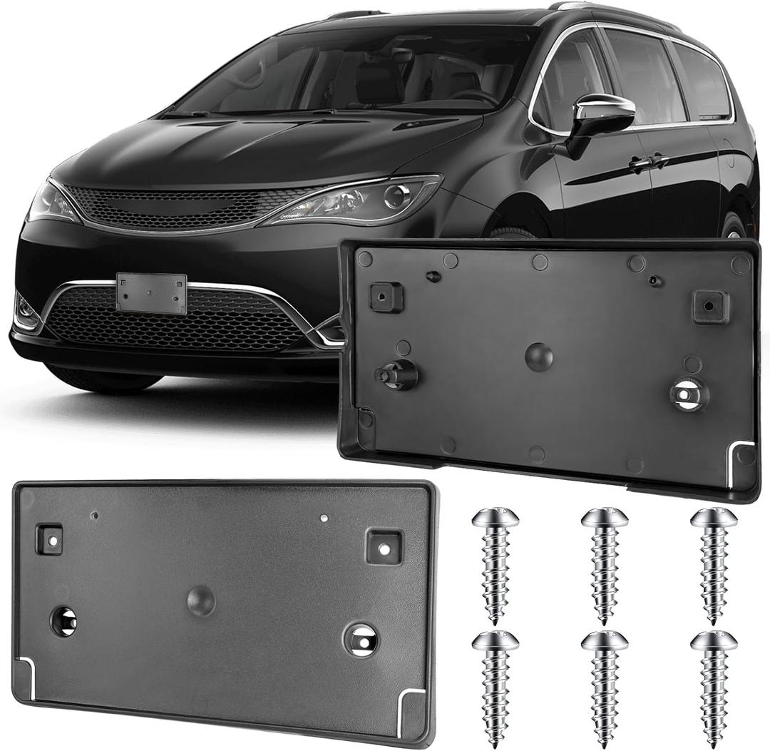 License Plate Bracket Accessories for Chrysler Pacifica 2017 2018 2019, Front Bumper License Plate Holder Replacement Frame Black Mount